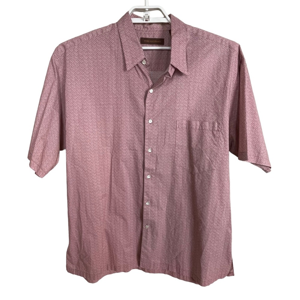 Tori Richard Camp Men's size 2XL Cotton Mauve Print Button Up Coastal Shirt